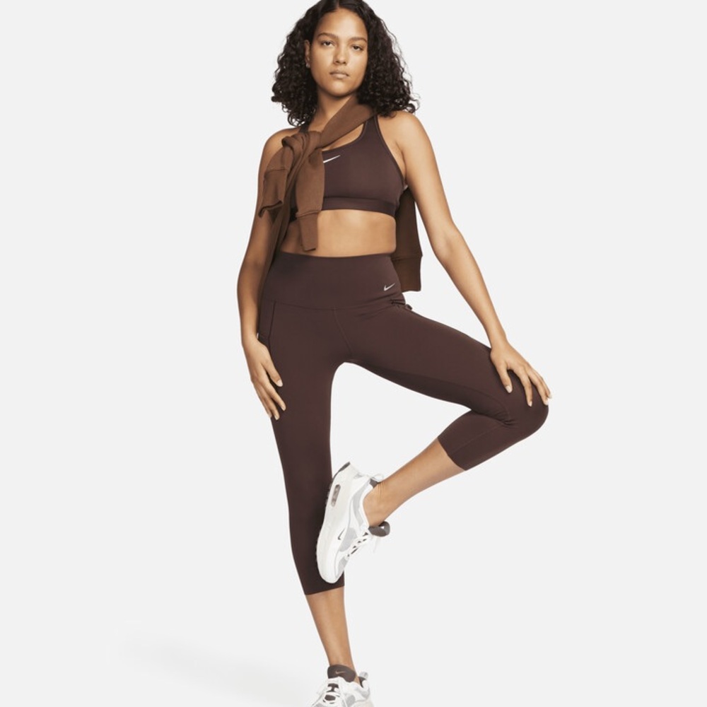Nike Women's Brown / Burgundy Cropped Dri-Fit Leggings Medium Activewear